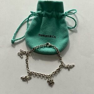 Tiffany & Co. Silver Charm Bracelet with iconic blue pouch